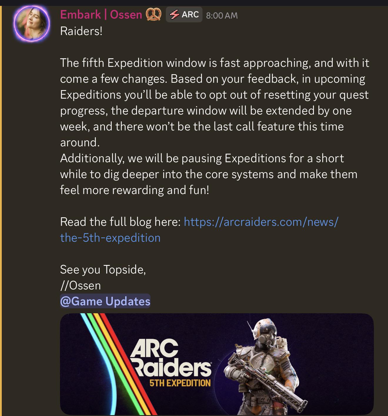 【ARC Raiders】第5回遠征からクエスト進行リセットが選択式に、やり直す派も残す派も歓喜