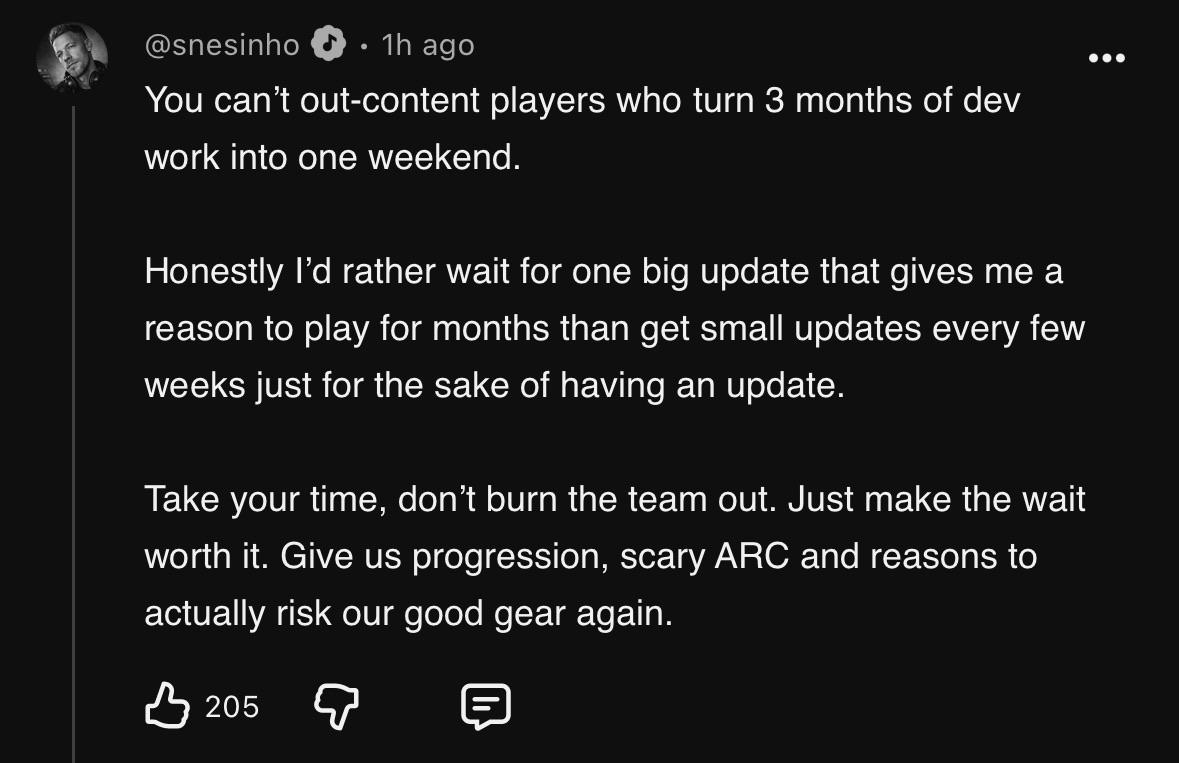 【ARC Raiders】「3カ月分を1週末で食い尽くす廃人」問題、更新頻度はどうすりゃいいんだ
